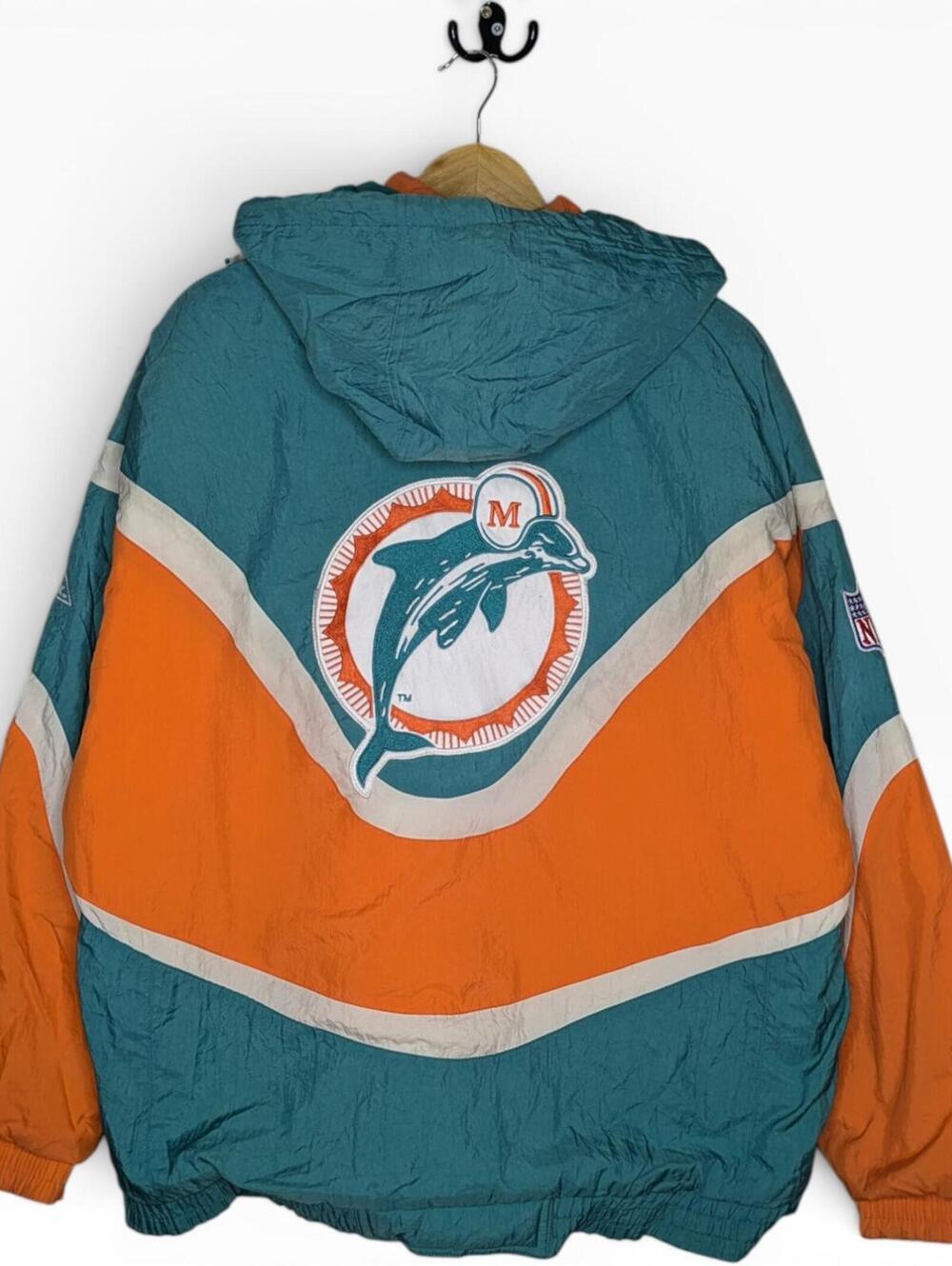Vintage 90s NFL Miami Dolphins Pro Line Apex One Nylon Puffer Jacket Mens Large